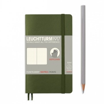 Leuchtturm1917 Not Defteri Cep Boy (A6), Yumuşak Kapak, 121 Numaralandırılmış Sayfa, Noktalı - Asker Yeşili