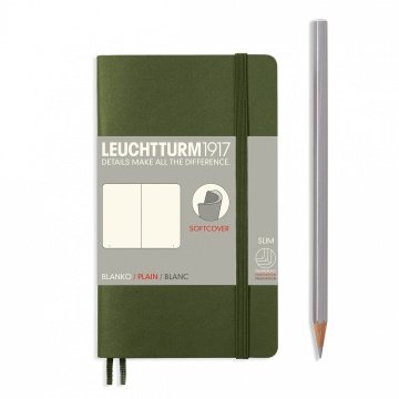 Leuchtturm1917 Not Defteri Cep Boy (A6), Yumuşak Kapak, 121 Numaralandırılmış Sayfa, Düz - Asker Yeşili