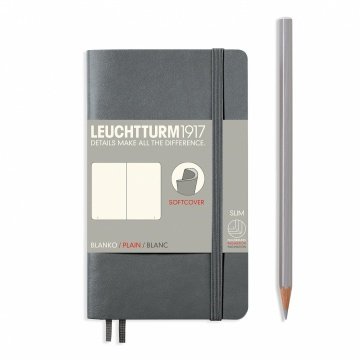 Leuchtturm1917 Not Defteri Cep Boy (A6), Yumuşak Kapak, 121 Numaralandırılmış Sayfa, Çizgili - Antrasit Gri