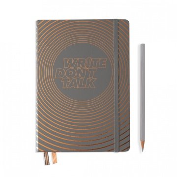 Leuchtturm1917 Write, don't talk Temalı Not Defteri, A5 (Orta Boy), 251 Noktalı Sayfa, Sert Kapak, Antrasit Gri