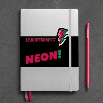 Leuchtturm1917 Not Defteri Orta Boy (A5), NEON - Antrasit Gri Sert Kapak, 251 Numaralandırılmış Sayfa, Neon Pembe