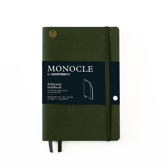 Leuchtturm1917 Monocle Serisi, Yumuşak Kapak, 192 Numaralandırılmış Sayfa, Noktalı B6+ (125 x 190 mm) - Zeytin Yeşili
