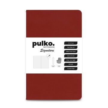 PULKO Notebook Signature Not Defteri, Terzi Dikiş, 90gr. Ivory, Düz, (0750), 130x210mm / (96 Sayfa) - Kırmızı