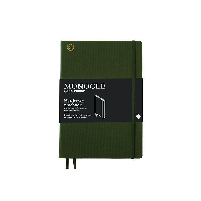 Leuchtturm1917 Monocle Serisi, Sert Kapak, 192 Numaralandırılmış Noktalı Sayfa, B5 (178 x 254 mm) - Zeytin Yeşili