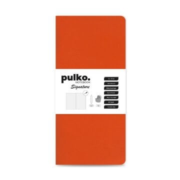 PULKO Notebook Signature Not Defteri, Terzi Dikiş, 90gr. Ivory, Düz, (0750), 90x190mm / (64 Sayfa) - Turuncu