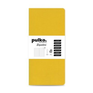 PULKO Notebook Signature Not Defteri, Terzi Dikiş, 90gr. Ivory, Düz, (0750), 90x190mm / (64 Sayfa) - Limon Sarı