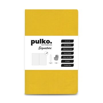 PULKO Notebook Signature Not Defteri, Terzi Dikiş, 90gr. Ivory, Düz, (0750), 130x210mm / (96 Sayfa) - Limon Sarı