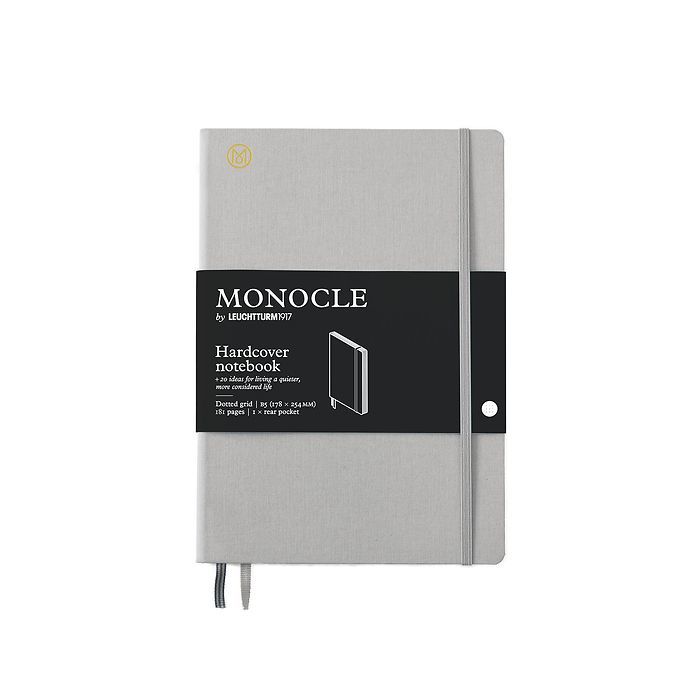 Leuchtturm1917 Monocle Serisi, Sert Kapak, 192 Numaralandırılmış Noktalı Sayfa, B5 (178 x 254 mm) - Açık Gri