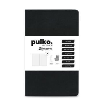 PULKO Notebook Signature Not Defteri, Terzi Dikiş, 90gr. Ivory, Düz, (0750), 130x210mm / (96 Sayfa) - Siyah