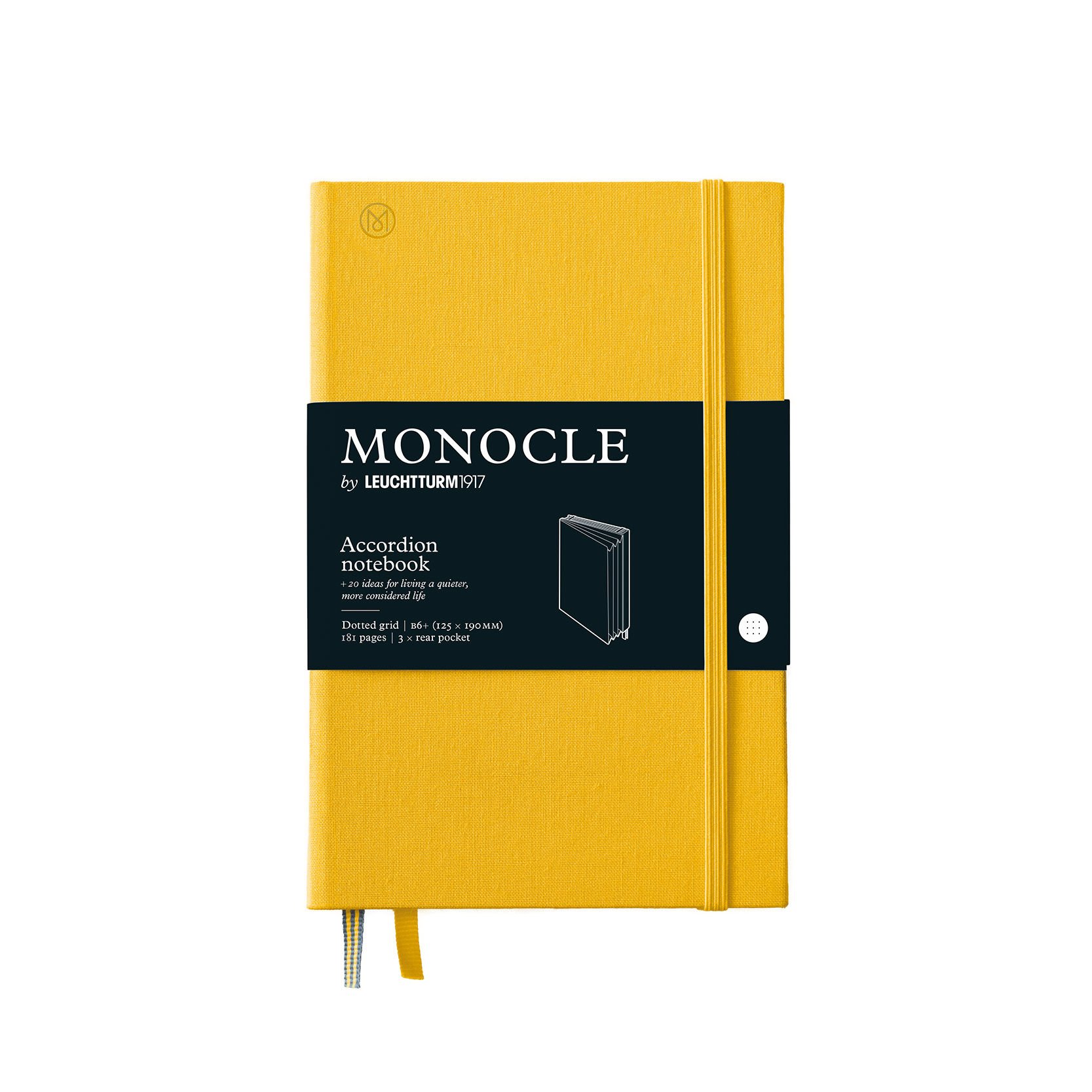 Leuchtturm1917 Monocle Serisi, Akordeon Notebook, Çanta Boy (B6+), Sert Kapak, 181 Numaralandırılmış Sayfa, Sarı