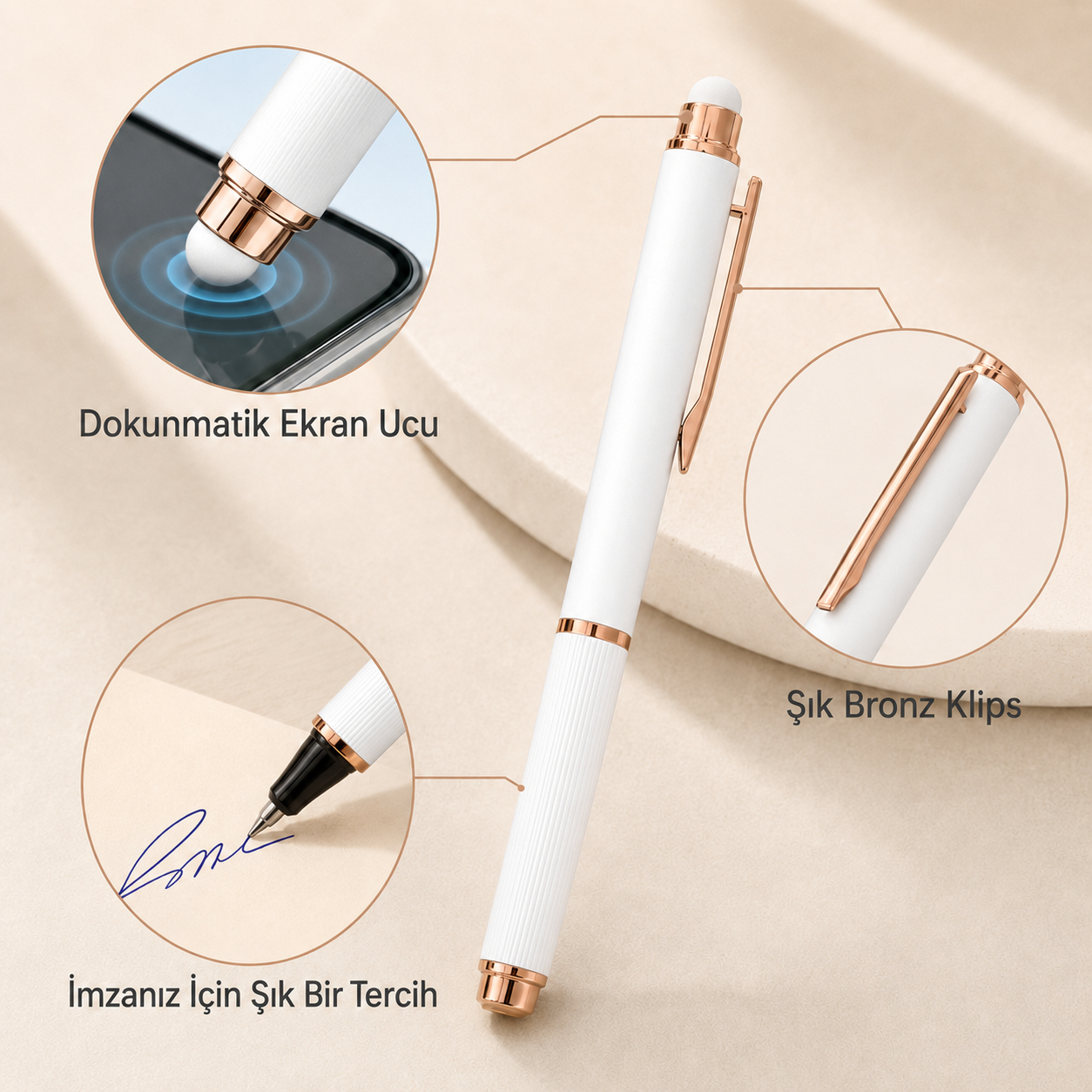 PULKO Promosyon Your Writing Passion Pen Roller Kalem (Mavi Yazmaktadır), ppmk063, Beyaz