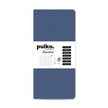 PULKO Notebook Signature Not Defteri, Terzi Dikiş, 90gr. Ivory, Düz, (0750), 90x190mm / (64 Sayfa) - Kot Mavi