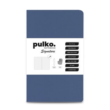 PULKO Notebook Signature Not Defteri, Terzi Dikiş, 90gr. Ivory, Düz, (0750), 130x210mm / (96 Sayfa) - Kot Mavi