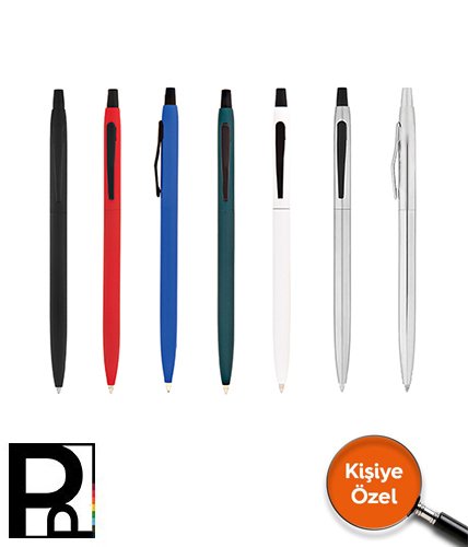 PULKO Promosyon Thin Touch Metal Kasa, Tükenmez Kalem, (Mavi Kartuşlu),
