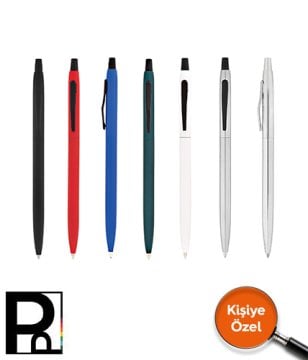 PULKO Promosyon Thin Touch Metal Kasa, Tükenmez Kalem, (Mavi Kartuşlu),