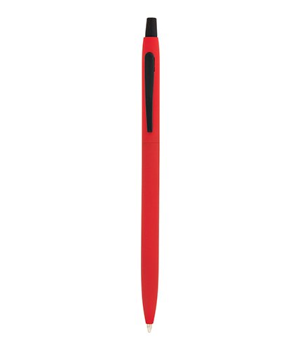 PULKO Promosyon Thin Touch Metal Kasa, Tükenmez Kalem, (Mavi Kartuşlu), Kırmızı