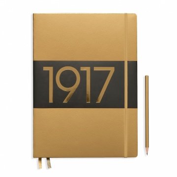 Leuchtturm1917 Master Slim (A4+) METALİK (Özel Seri) Not Defteri, Sert Kapak, Çizgili - Altın Sarısı