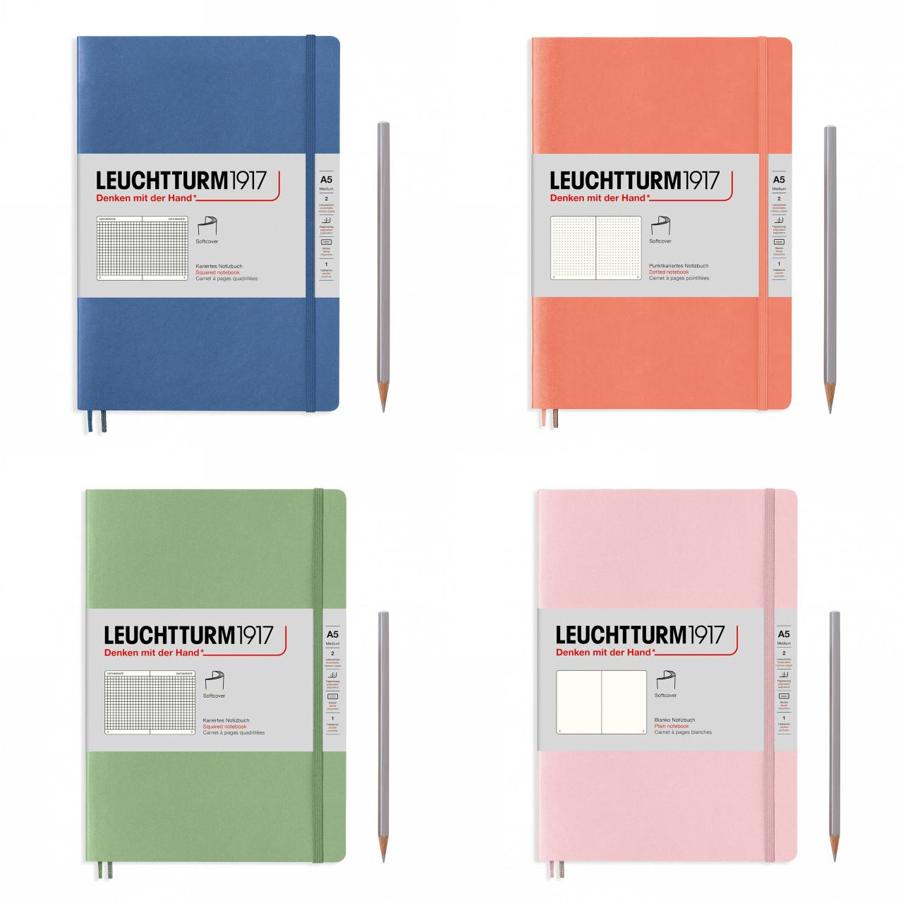 Leuchtturm1917 Not Defteri Orta Boy (A5), Pastel Tonlu Yumuşak Kapak, 123 Numaralandırılmış Sayfa,