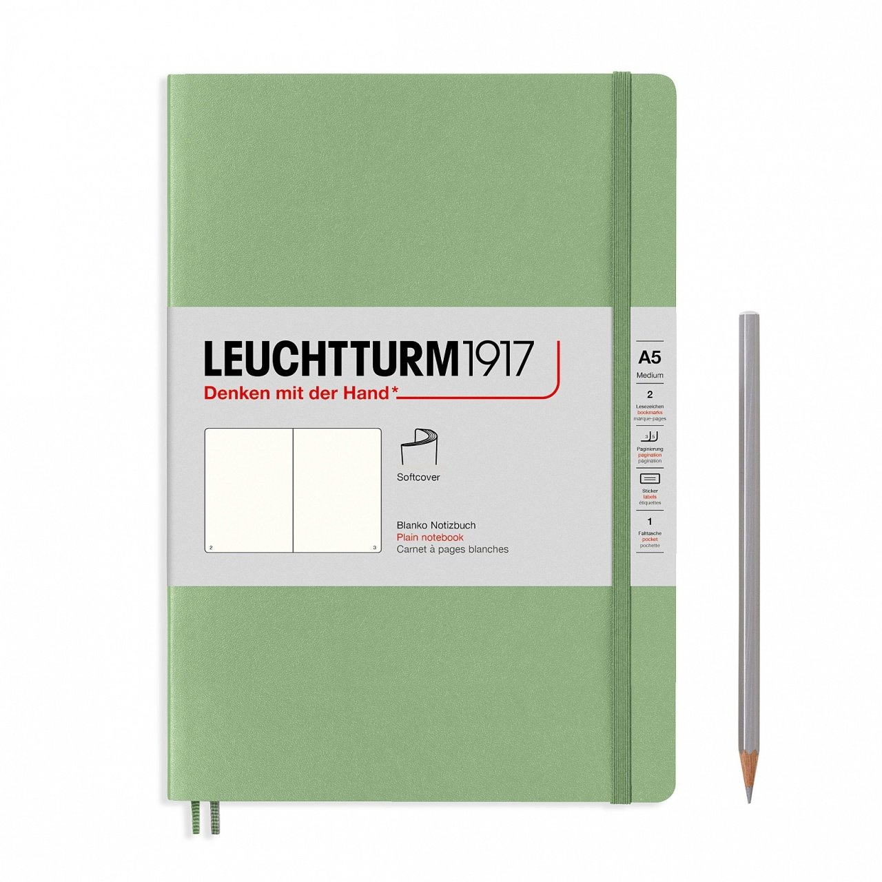 Leuchtturm1917 Not Defteri Orta Boy (A5), Pastel Tonlu Yumuşak Kapak, 123 Numaralandırılmış Sayfa, Ada Çayı - Düz