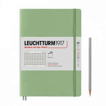 Leuchtturm1917 Not Defteri Orta Boy (A5), Pastel Tonlu Yumuşak Kapak, 123 Numaralandırılmış Sayfa, Ada Çayı - Kareli