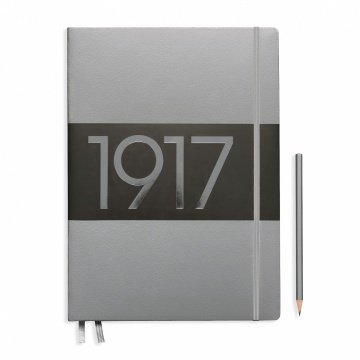 Leuchtturm1917 Master Slim (A4+) METALİK (Özel Seri) Not Defteri, Sert Kapak, Düz - Gümüş Gri