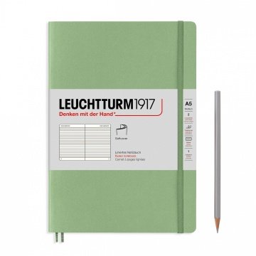 Leuchtturm1917 Not Defteri Orta Boy (A5), Pastel Tonlu Yumuşak Kapak, 123 Numaralandırılmış Sayfa, Ada Çayı - Çizgili
