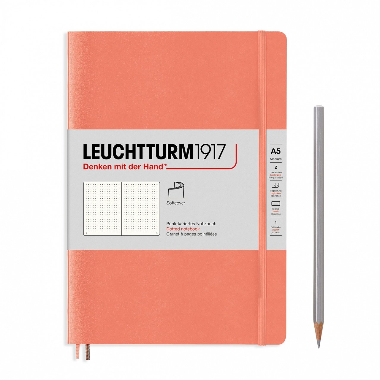 Leuchtturm1917 Not Defteri Orta Boy (A5), Pastel Tonlu Yumuşak Kapak, 123 Numaralandırılmış Sayfa, Bellini - Noktalı