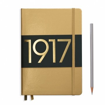 Leuchtturm1917 Orta Boy (A5) METALİK (Özel Seri) Not Defteri, Sert Kapak, Çizgili - Altın Sarısı