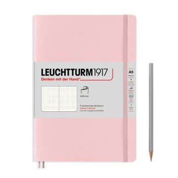 Leuchtturm1917 Not Defteri Orta Boy (A5), Pastel Tonlu Yumuşak Kapak, 123 Numaralandırılmış Sayfa, Pudra - Noktalı