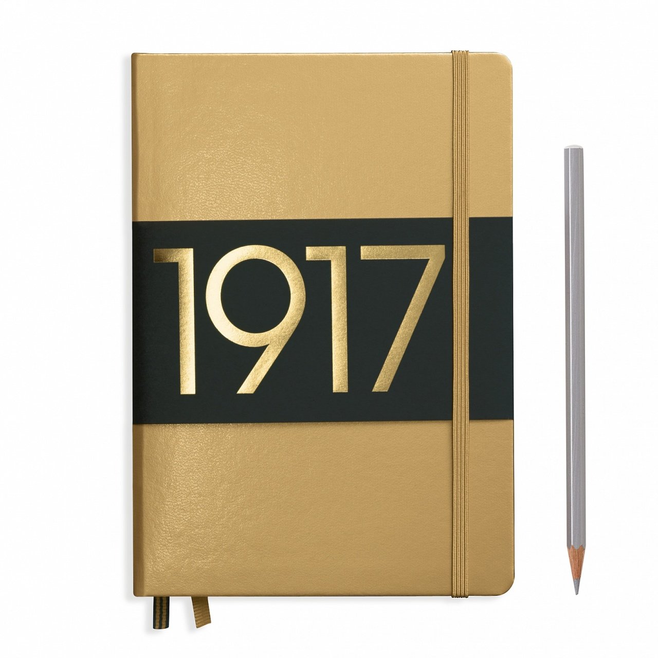 Leuchtturm1917 Orta Boy (A5) METALİK (Özel Seri) Not Defteri, Sert Kapak, Düz - Altın Sarısı