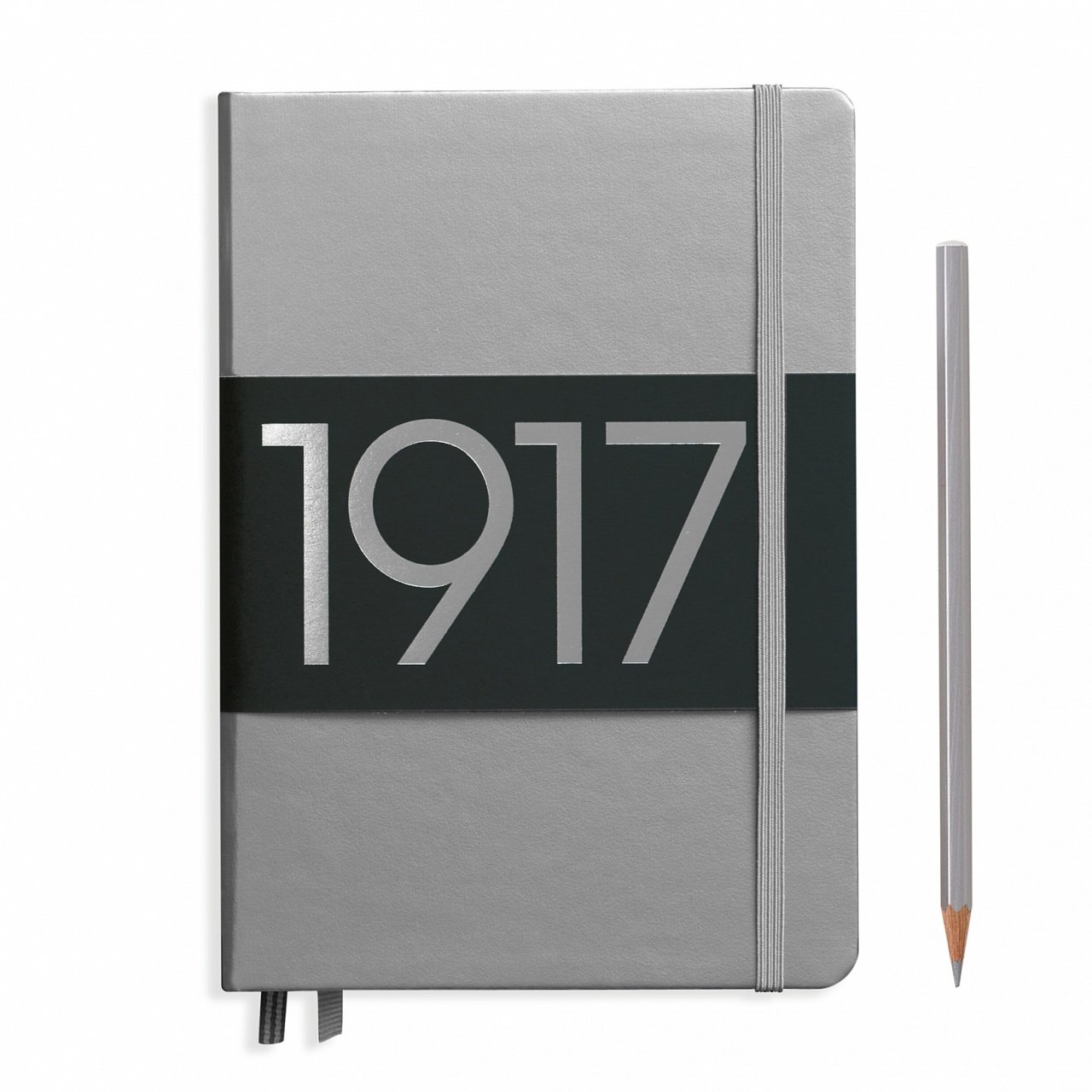 Leuchtturm1917 Orta Boy (A5) METALİK (Özel Seri) Not Defteri, Sert Kapak, Noktalı - Gümüş Gri