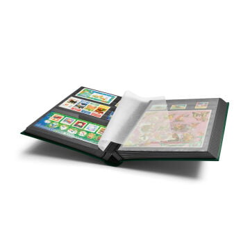 Leuchtturm Comfort Pul Defteri A4, 32 Yaprak, 64 Sayfa, Siyah Zemin, Dolgulu Kapak,