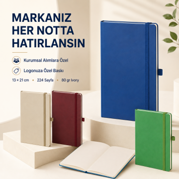 Promosyon Klasik 224 Sayfa Termo Suni Deri Kapak Çizgili Not Defteri 13 X 21 cm,