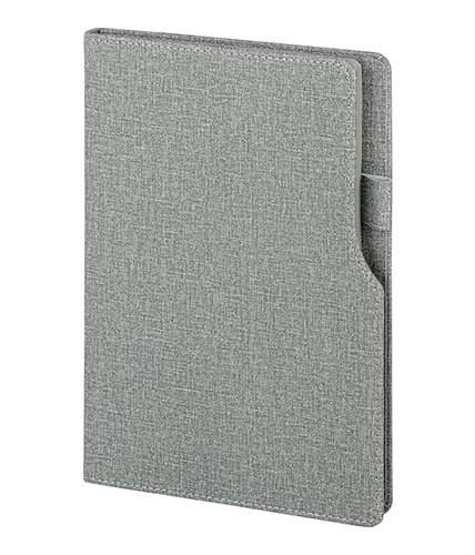 PULKO Notebook Not Defteri, (15x21cm), Termo Deri, Sert Kapak, 224 Sayfa, Kalem Takma Yerli, Çizgili, 005, Gri