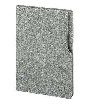 PULKO Notebook Not Defteri, (15x21cm), Termo Deri, Sert Kapak, 224 Sayfa, Kalem Takma Yerli, Çizgili, 005, Gri