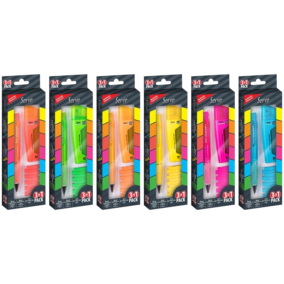 Ensemble de 3 crayons Serve Deep, Double, Steps Jaune