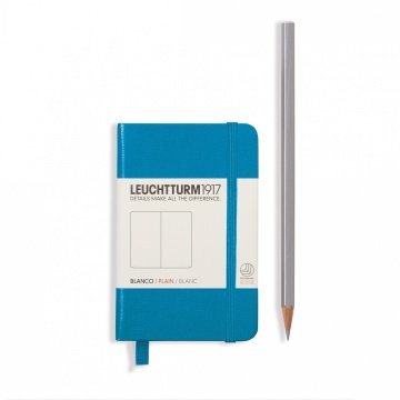 Leuchtturm1917 Not Defteri Mini Boy (A7), Sert Kapak, 169 Numaralandırılmış Sayfa, Azur Mavi - Düz