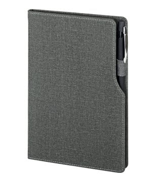 PULKO Notebook Not Defteri, (15x21cm), Termo Deri, Sert Kapak, 224 Sayfa, Kalem Takma Yerli, Çizgili, 005, Siyah