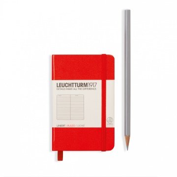 Leuchtturm1917 Not Defteri Mini Boy (A7), Sert Kapak, 169 Numaralandırılmış Sayfa, Kırmızı - Çizgili
