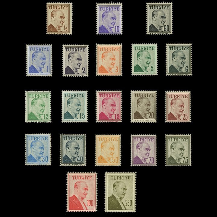 Ataturk portrayed ZIP Series (Dual Frame) July 7, 1957) - The Republic of Turkey Stamp Collection