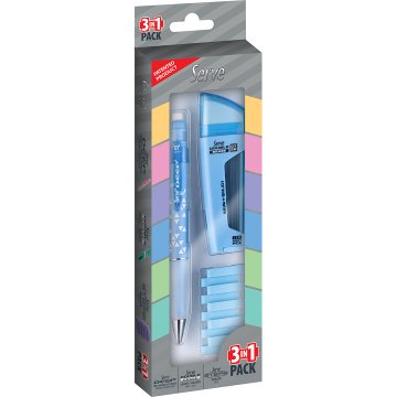 SERVE 3'lü Kalem Seti, Deep Üçgen, Double, Steps, Gök Mavi