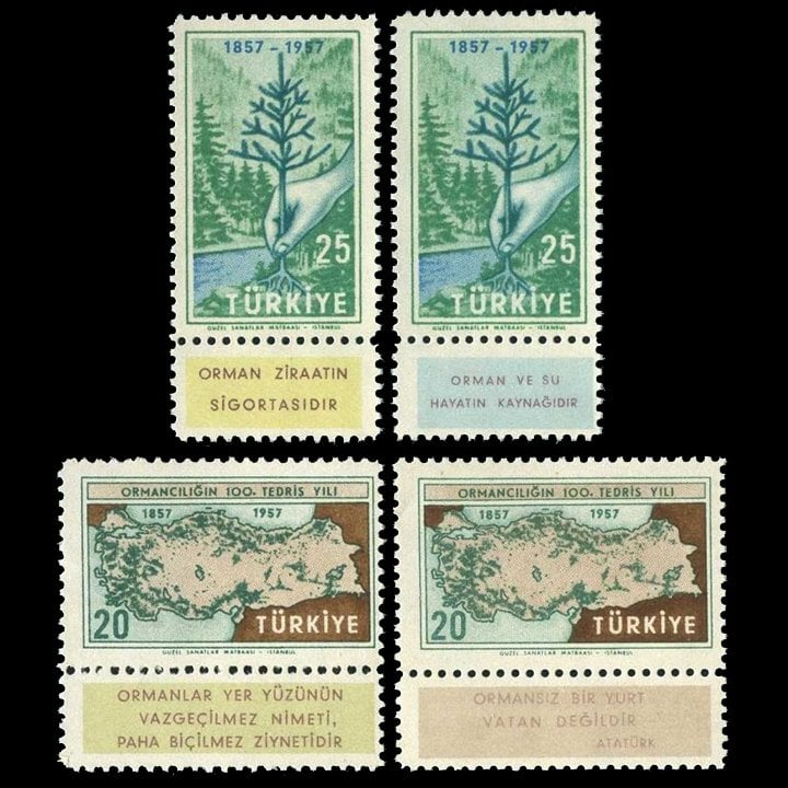 Türkiye'de Ormancılığın 100. Tedris Yılı (18 Kasım 1957) - Türkiye Cumhuriyeti Pul Koleksiyonu