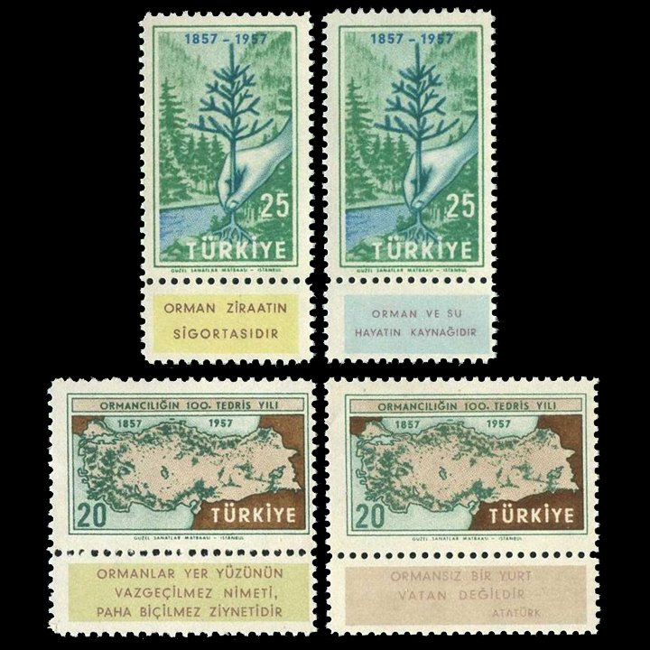 Türkiye'de Ormancılığın 100. Tedris Yılı (18 Kasım 1957) - Türkiye Cumhuriyeti Pul Koleksiyonu