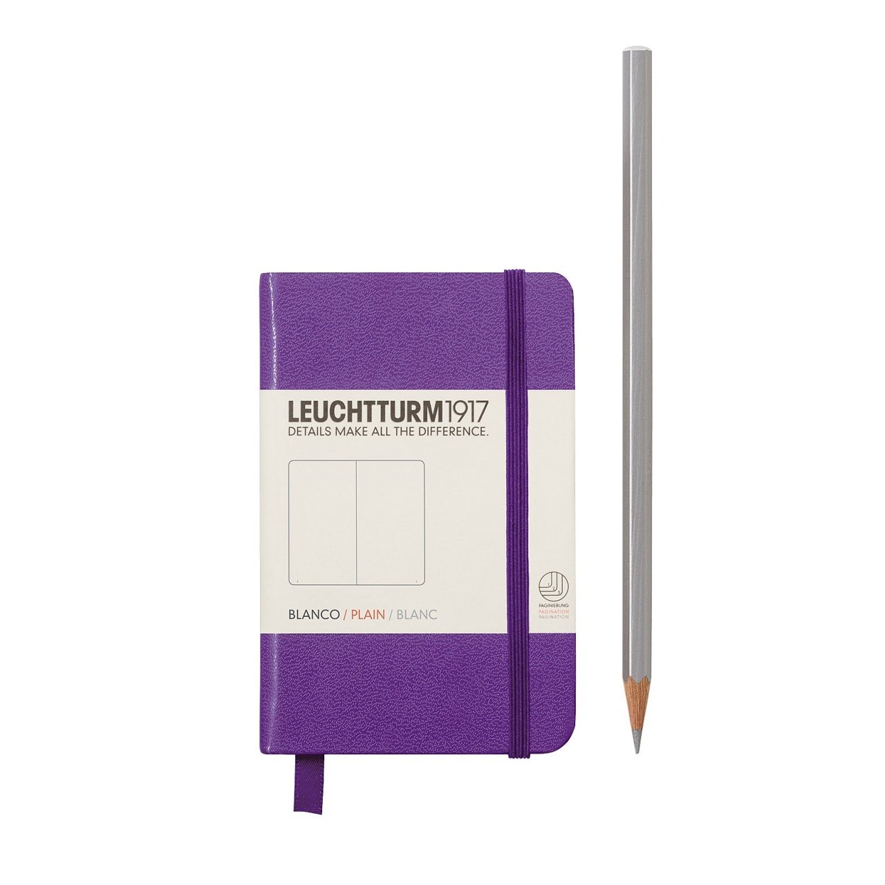 Leuchtturm1917 Not Defteri Mini Boy (A7), Sert Kapak, 169 Numaralandırılmış Sayfa, Mor - Düz