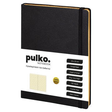 PULKO Notebook Not Defteri, (19x25cm), Esnek Kapak, Yaldız Kenarlı, 009, Altın Yaldızlı Kenar