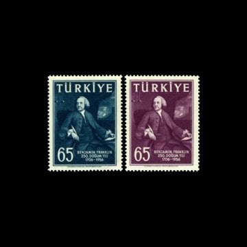 Benjamin Franklin'nin 250. Doğum Yılı (28 Kasım 1957) - Türkiye Cumhuriyeti Pul Koleksiyonu