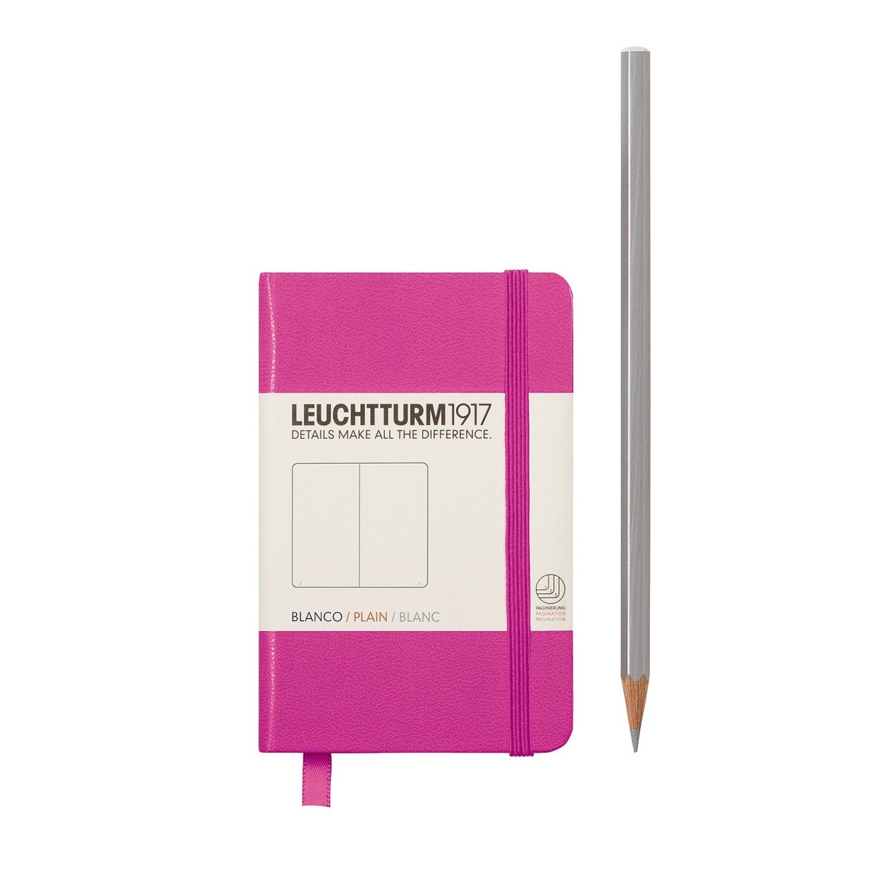 Leuchtturm1917 Not Defteri Mini Boy (A7), Sert Kapak, 169 Numaralandırılmış Sayfa, Pembe - Düz