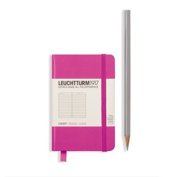 Leuchtturm1917 Not Defteri Mini Boy (A7), Sert Kapak, 169 Numaralandırılmış Sayfa, Pembe - Çizgili