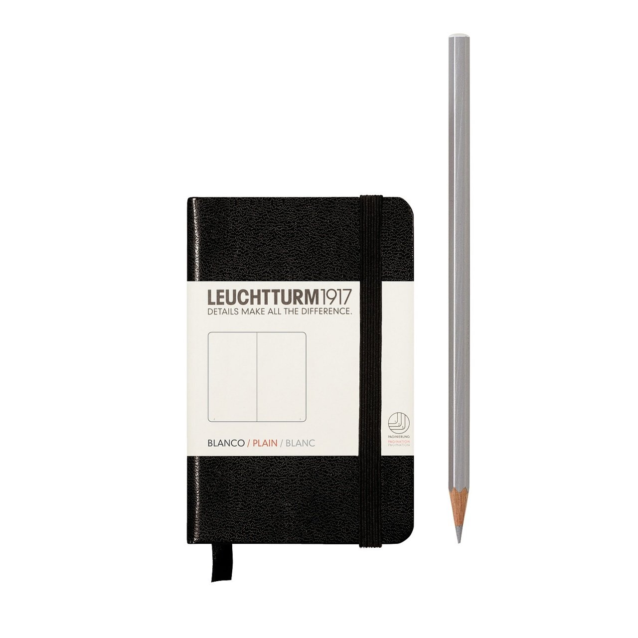 Leuchtturm1917 Not Defteri Mini Boy (A7), Sert Kapak, 169 Numaralandırılmış Sayfa, Siyah - Düz