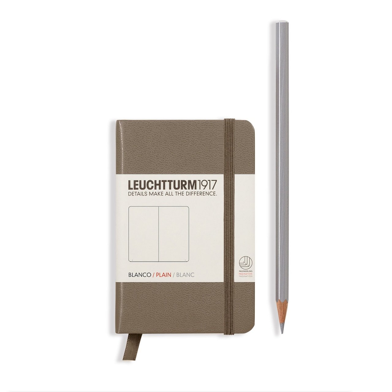 Leuchtturm1917 Not Defteri Mini Boy (A7), Sert Kapak, 169 Numaralandırılmış Sayfa, Taupe - Düz